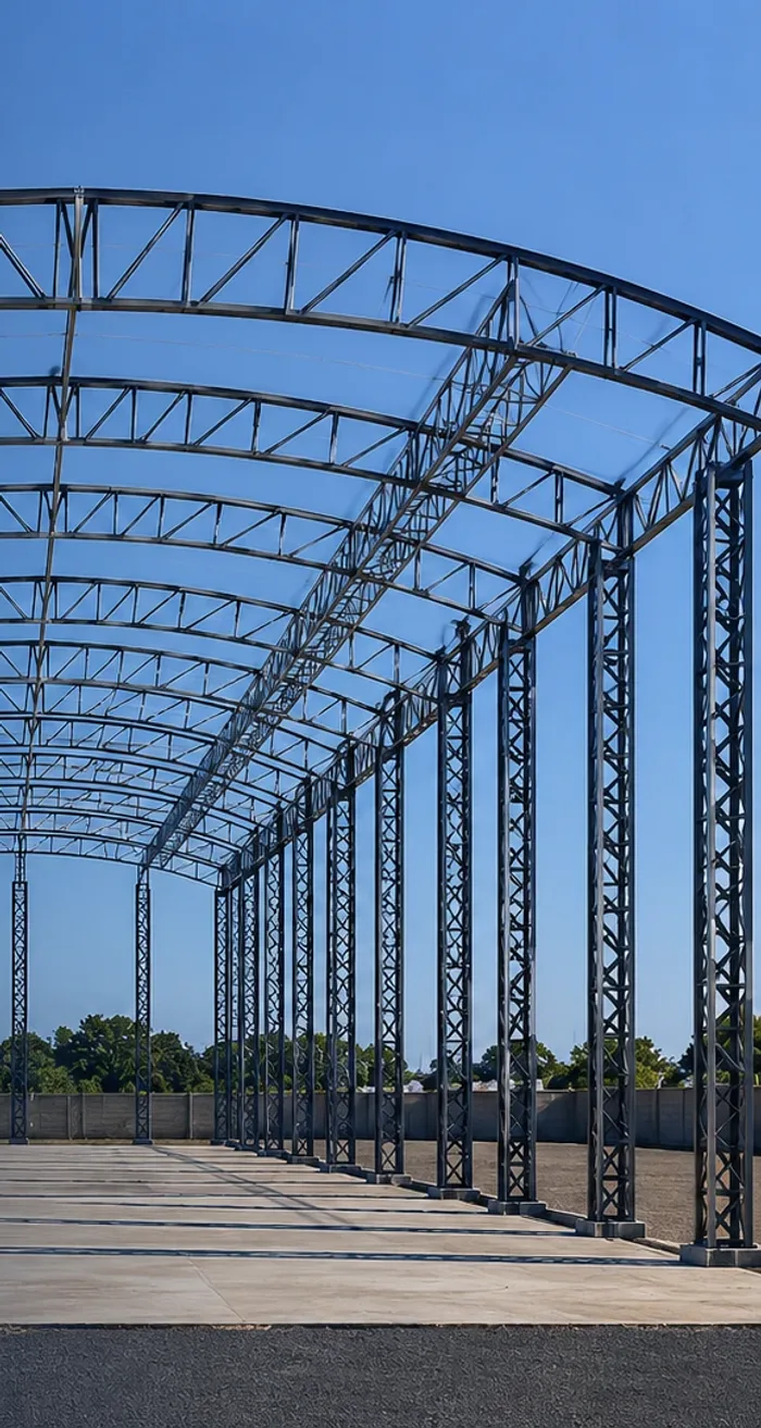 Montagem de estrutura metálica em obra